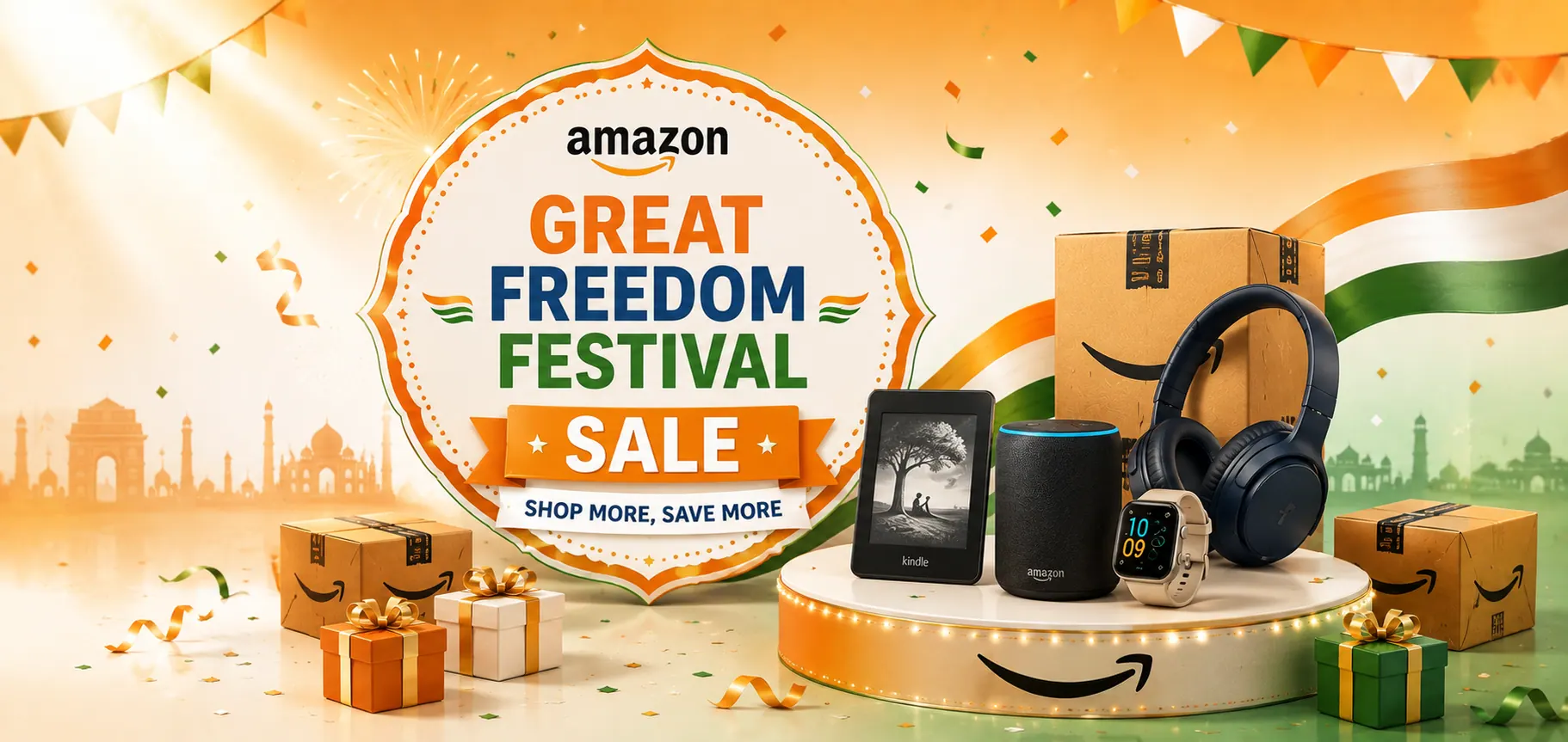 Amazon Great Freedom Festival Sale — Independence Day sale on Amazon India. Shop more, save more.